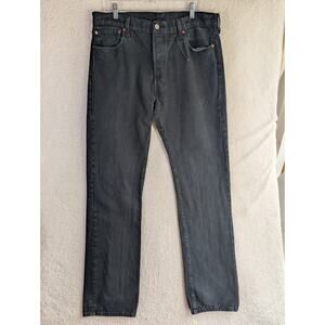 Levis Premium 501 Jeans Mens 36x36 Black Regular Straight Button Fly Denim